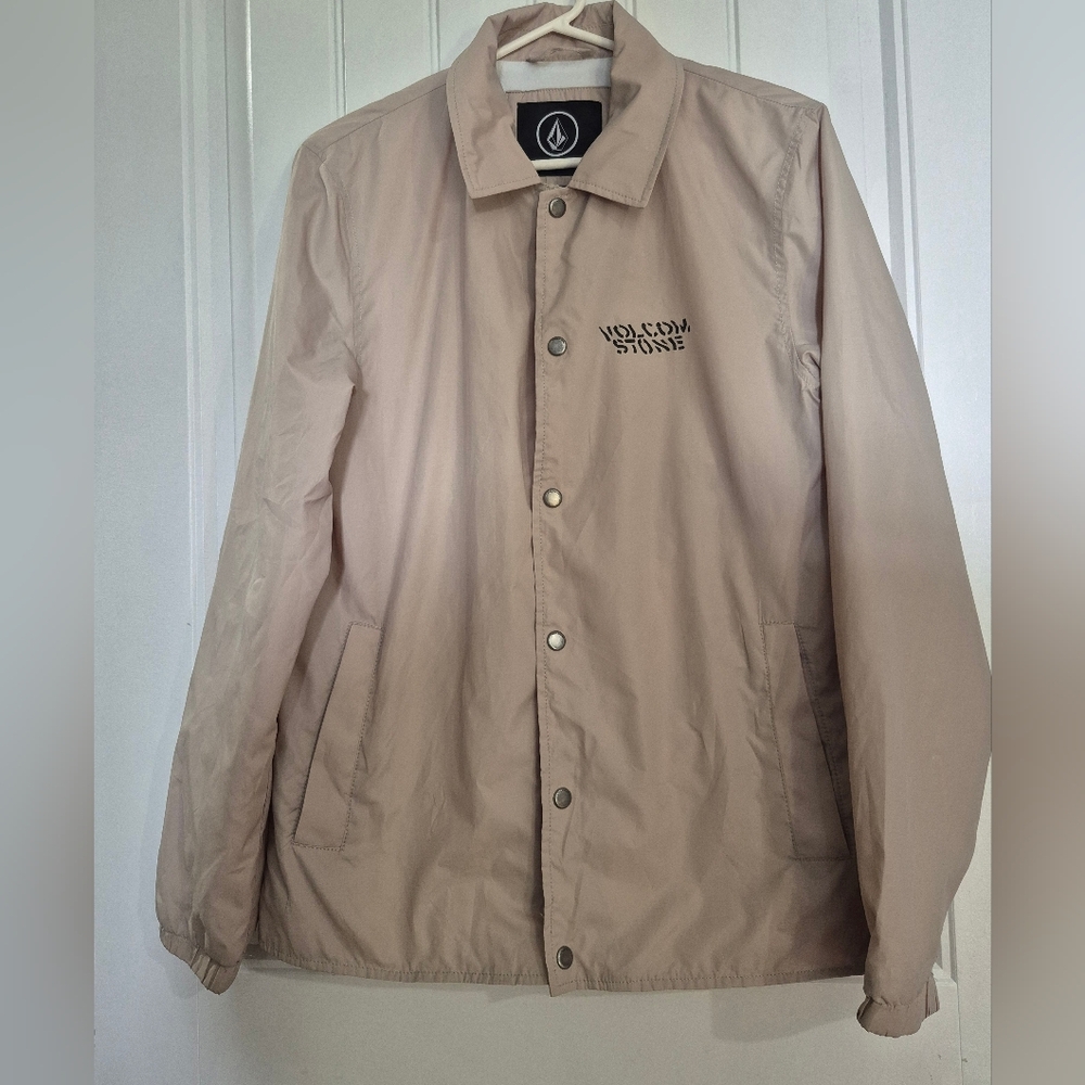 Volcom Mens Large Skate Vitals Coach Jacket Water Resistant Snap Size Small